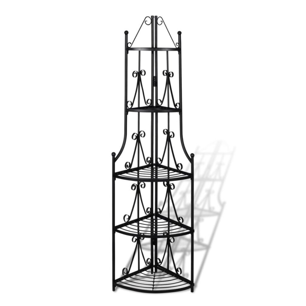 Vidaxl Plant Rack Flower Shelf Garden Pot Storage Shelving Black Corner Shop Display
