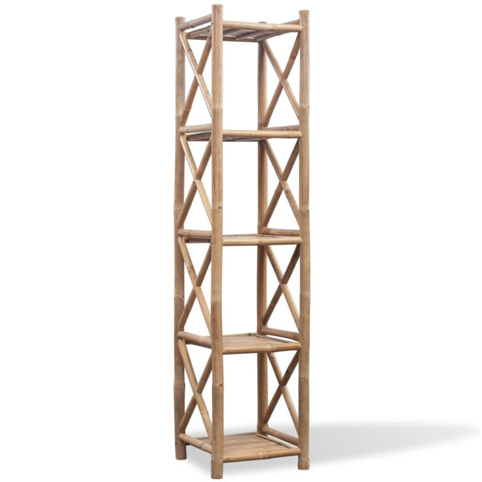 vidaXL 5-Tier Square Bamboo Shelf Bookcase Standing Shelf Plant Stand Rack