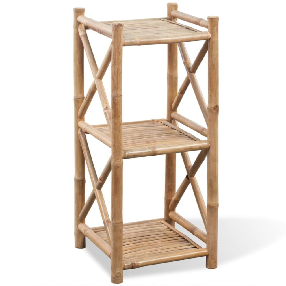 vidaXL 3-Tier Square Bamboo Shelf Bookcase Standing Shelf Plant Stand Rack