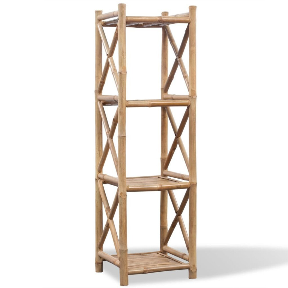 4-Tier Square Bamboo Standing Shelf Storage Bookcase Display Unit Organizer