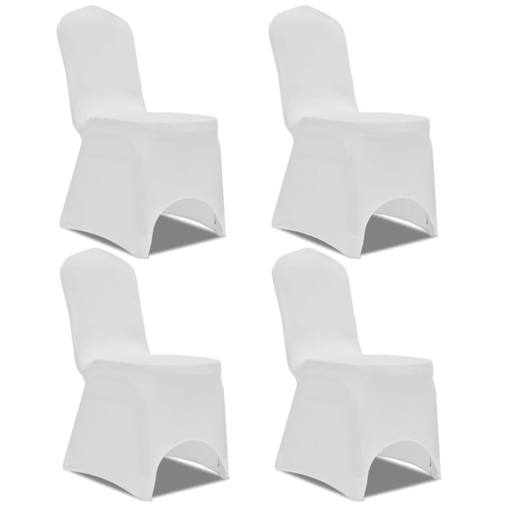 vidaXL 4x Stretch Chair Covers White Wedding Banquet Seat Slipcovers Protector