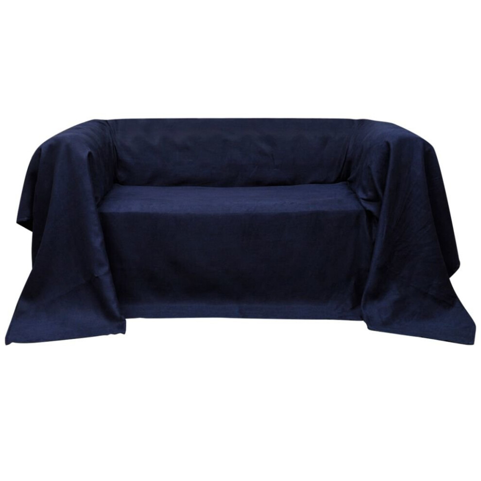 vidaXL Micro-suede Couch Slipcover Navy Blue 270x350cm Sofa Cover Protector