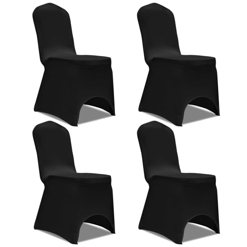 vidaXL 4x Stretch Chair Covers Black Seat Protector Dining Room Party Wedding