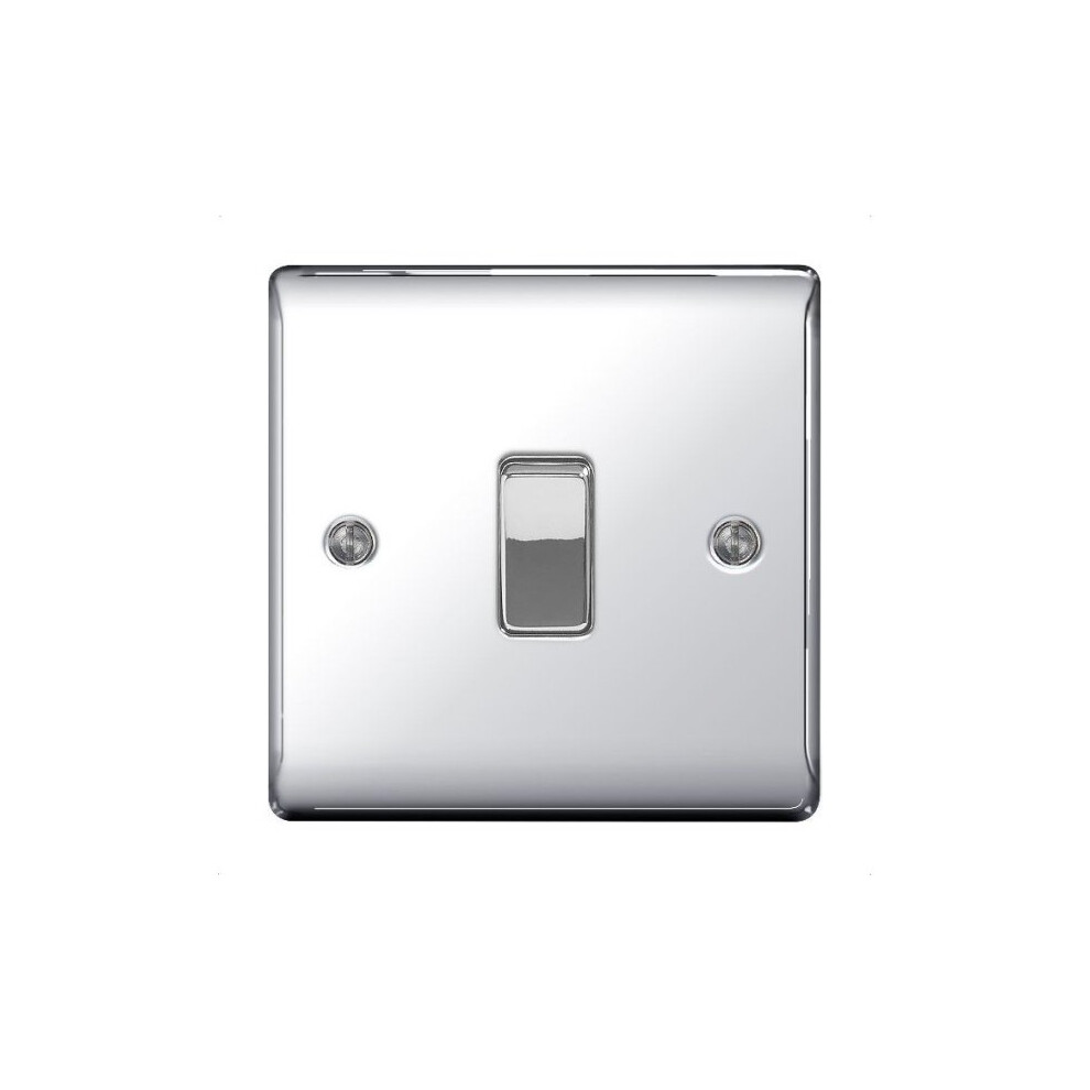 BG-Nexus-Metal 10A Single Light Switch, Polished Chrome Finish