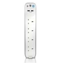 2 X Masterplug SRGU41PW USB Charging Surge Protected 1m Extension Lead Power Bar with 4 sockets