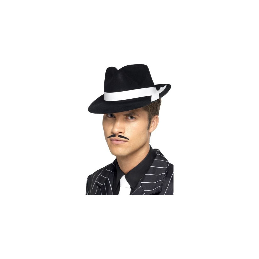 Smiffy's Adult's Gangster Hat - Al Capone Fancy Dress Mafia Accessory Trilby Mens - Hat Al Capone Gangster Fancy Dress Mafia Accessory Trilby Mens Black