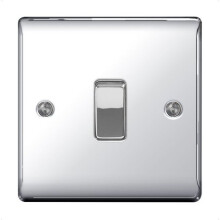 masterplug BG Electrical NPC12 Nexus Metal Polished Chrome 1 Gang 2 Way 10 A Plate Switch