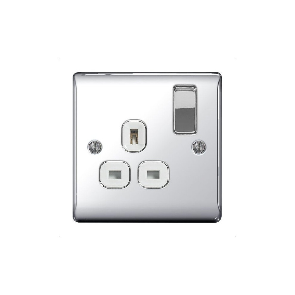 Bg Nexus Metal 1 Gang 13A Switched Socket Chrome 5050765019996