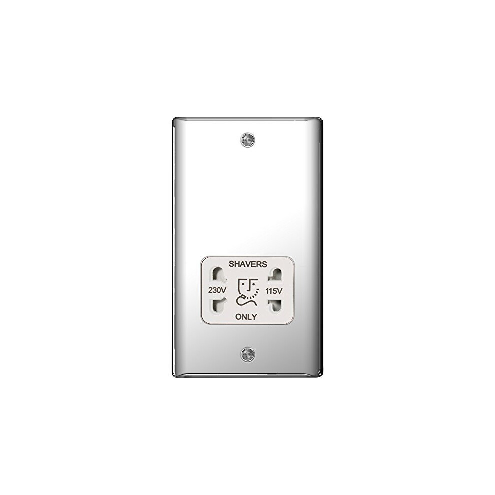 Bg Electrical Npc20w Nexus Metal Polished Chrome 115/230V Dual Voltage Socket Shaver C/W White Insert 5050765020275