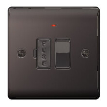 NEXUS METAL BLACK NICKEL SWITCHED 13A FUSED CONNECTION UNIT, WITH POWER INDICATOR