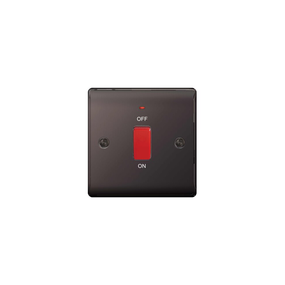 Bg Nexus Metal 45A Dp Switch With Neon Single Plate Black Nickel 5050765023337