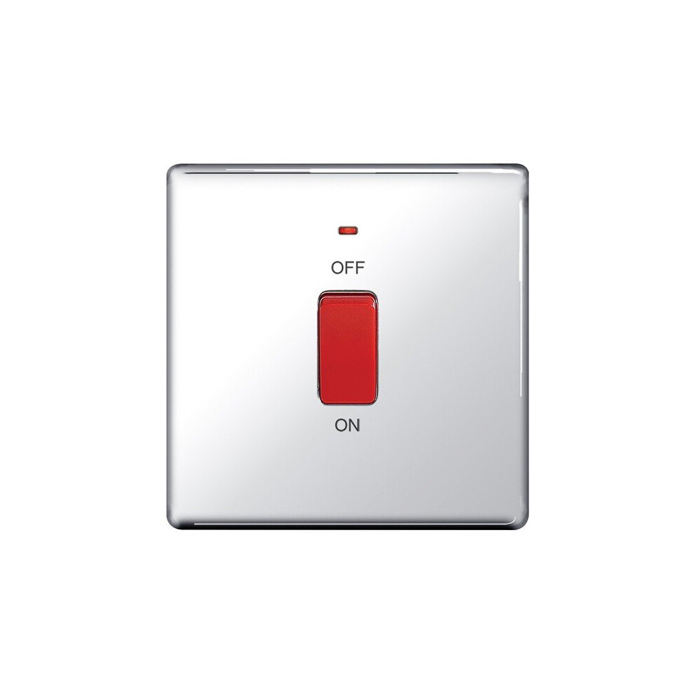 Bg-Nexus-Flat-Plate Screwless Flat Plate 45A Single Cooker Switch,Polished Chrome Finish 5050765005463