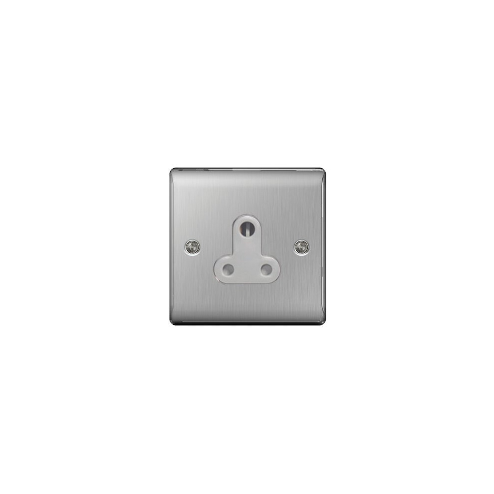 Bg Nexus Metal 5A Unswitched Socket Round Pin Brushed Steel (Grey Insert) 5050765018913