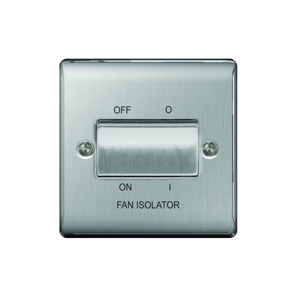 Bg Electrical Nbs15 Nexus Metal Brushed Steel 1 Gang 10Ax Tp Fan Isolator Switch 5050765018845