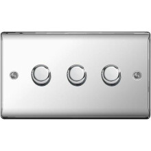 NEXUS METAL POLISHED CHROME TRIPLE INTELLIGENT LED DIMMER SWITCH, 2-WAY PUSH ON/OFF