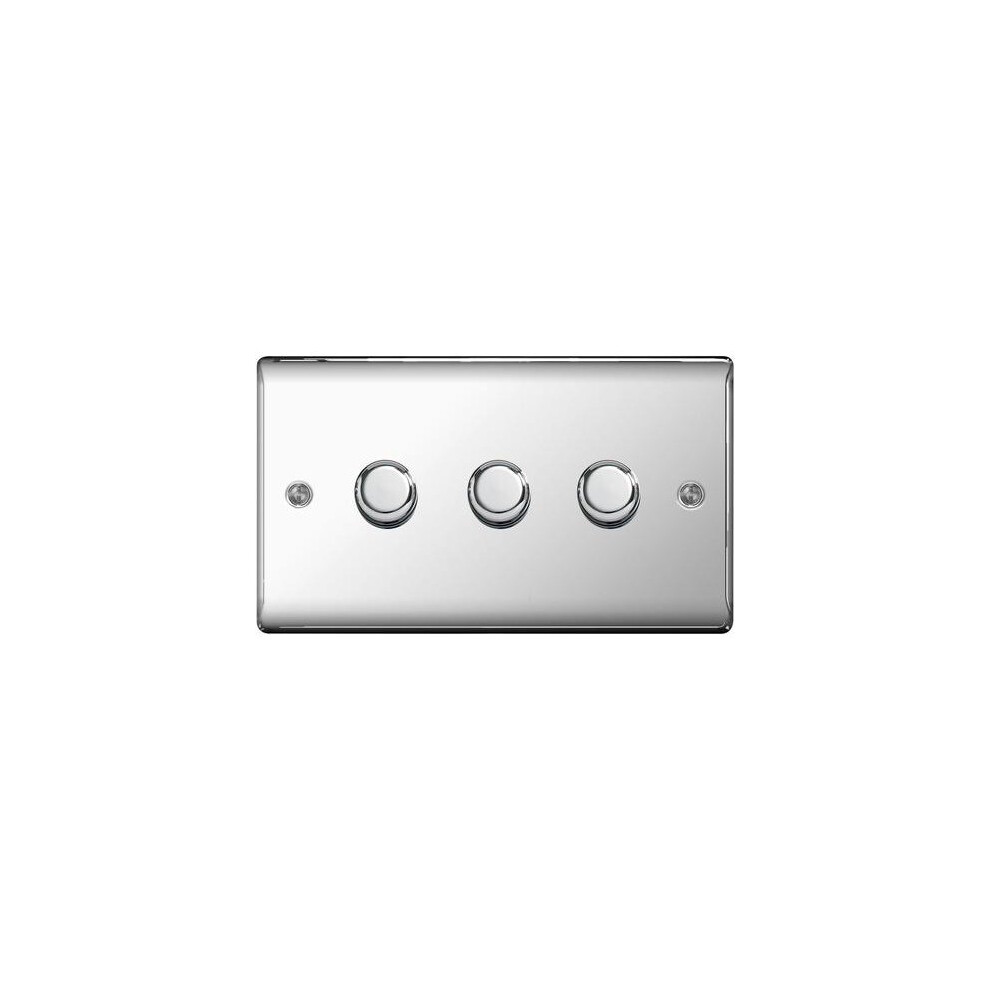 NEXUS METAL POLISHED CHROME TRIPLE INTELLIGENT LED DIMMER SWITCH, 2-WAY PUSH ON/OFF