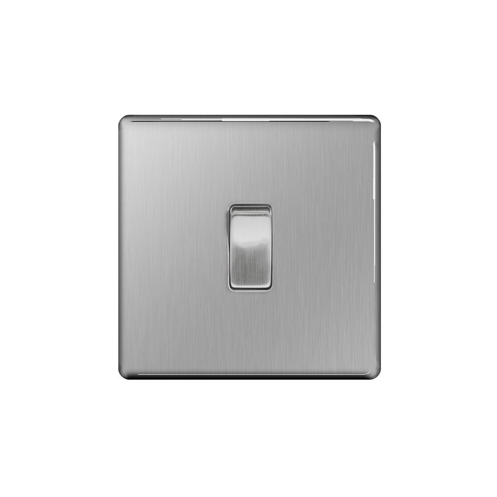 Bg Flatplate Screwless 10Ax Plate Switch Intermediate Brushed Steel 5050765006149