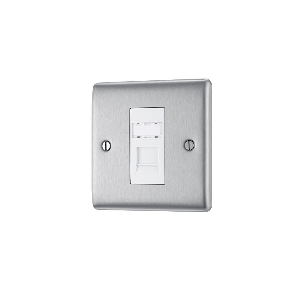 Masterplug Nbsrj451 Rj45 1-Gang Metal Brushed Steel Data Outlet 5050765019101