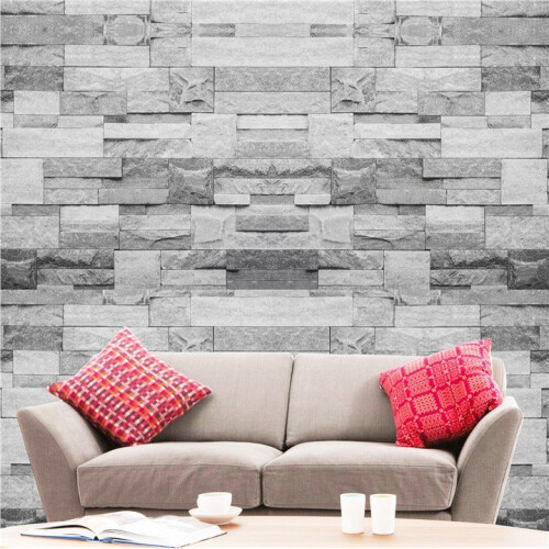 Hyfive Grey 3D Brick Wallpaper | Stone Effect Wallpaper 1