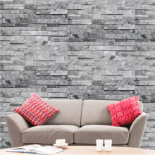 Hyfive 3D Brick Effect Wallpaper - Natural Grey Stone Colour, 10m x 0.53m (WP100) - Washable and Peelable Feature Wall