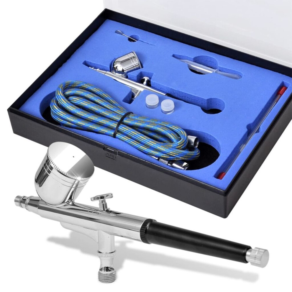 vidaXL Airbrush Set 0.2/0.3/0.5 mm Nozzles Gun Air Hose Spanner Eye Dropper