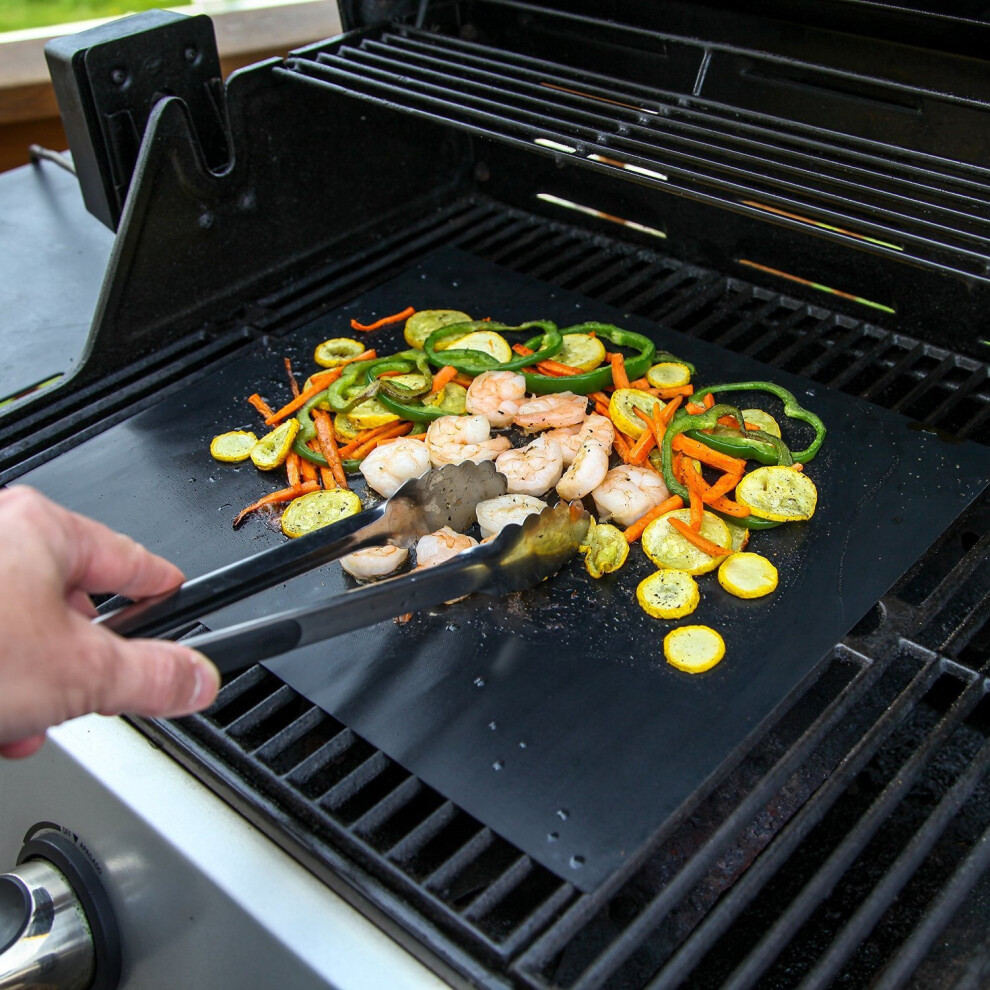 2pc Hyfive Black BBQ Grill Sheets | Non-Stick BBQ Mat Set