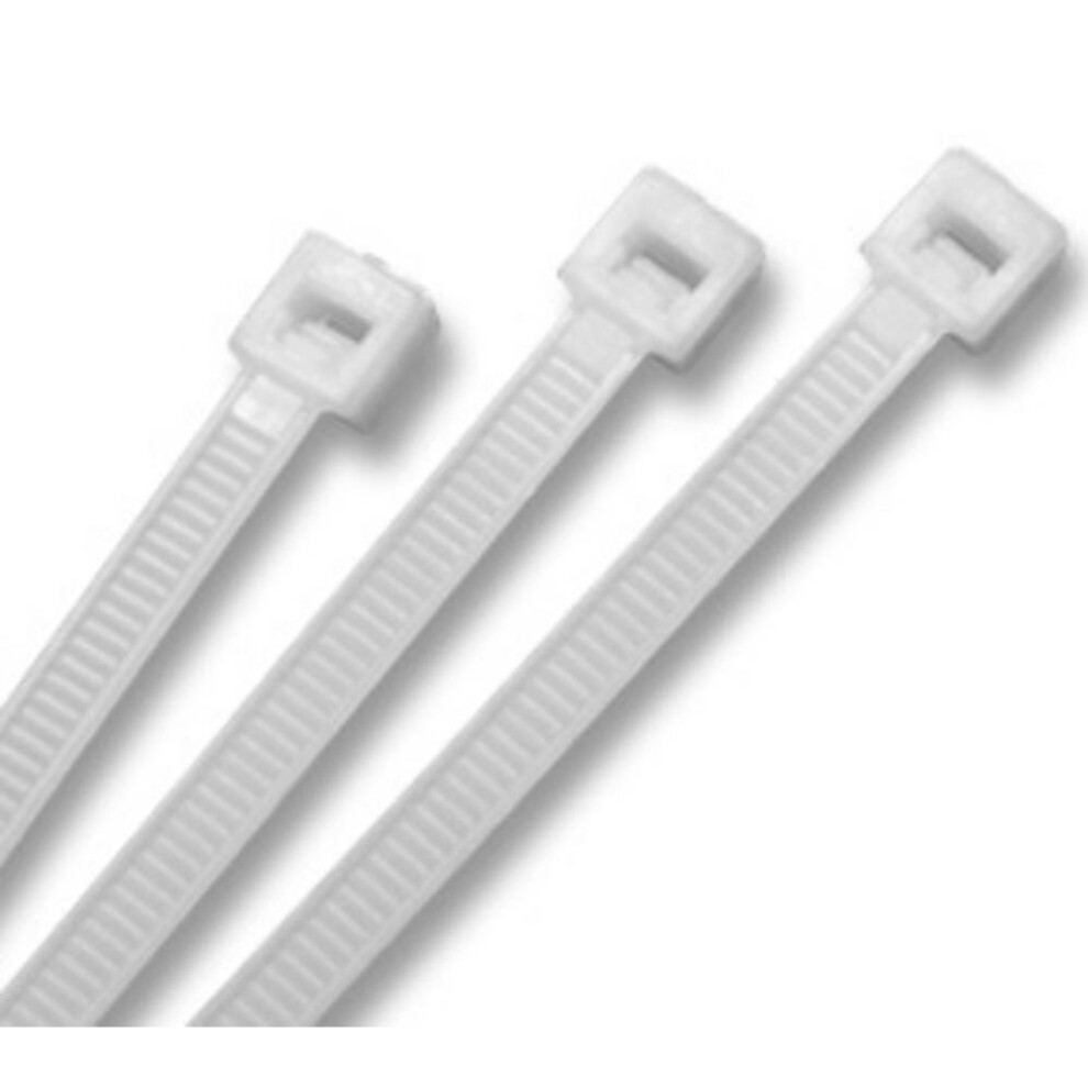 NEW PACK OF 100 WHITE CABLE TIES 300 X 4.8mm TIE WRAPS