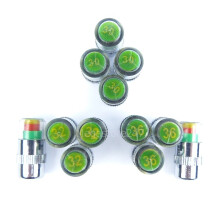 (30 PSI, 4 Single Caps) Tyre Pressure Monitor Indicatior Caps Car Tyre Valve PSI Air Indicator Caps