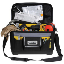 Stanley Nylon Tool Bag 1-96-193: Rigid, Durable with Pockets, Reinforced Corners, Plastic Base & Adjustable Strap