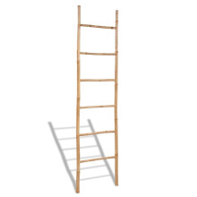 vidaXL Bamboo Towel Ladder with 6 Rungs Rack Bathroom Storage Rail Household