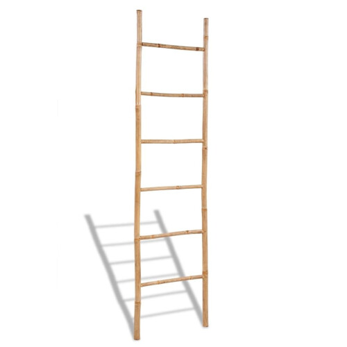 VidaXL vidaXL Bamboo Towel Ladder with 6 Rungs Rack Bathroom Storage Rail Household
