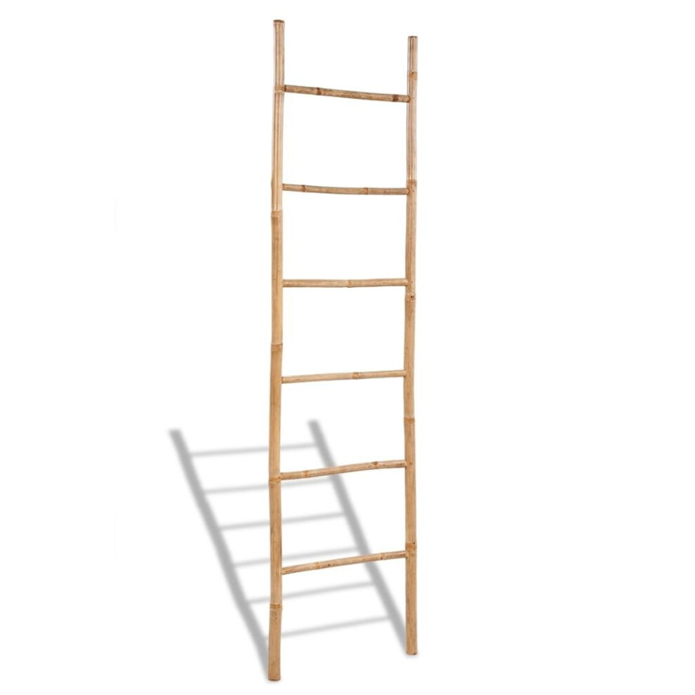 Vidaxl Bamboo Towel Ladder With 6 Rungs Rack Bathroom Storage Rail Household