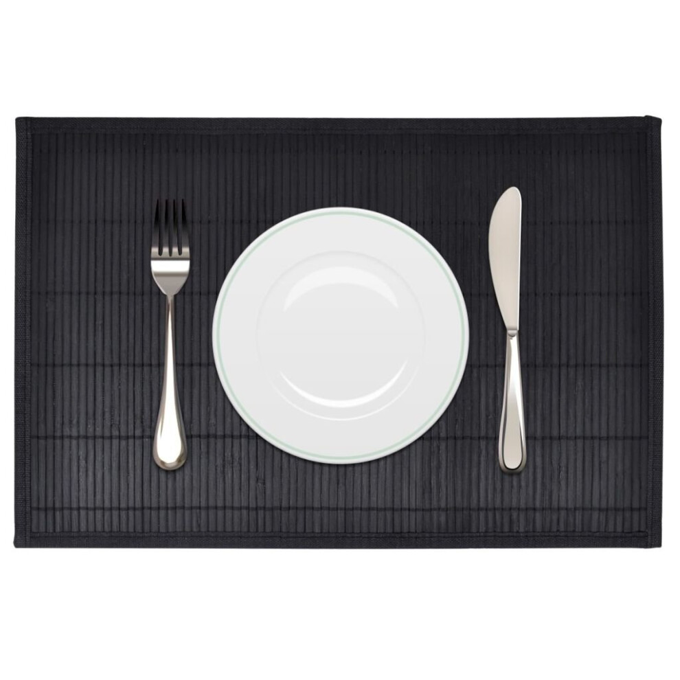 vidaXL 6 Bamboo Placemats 30x45cm Black Kitchen Table Mats Dining Tableware