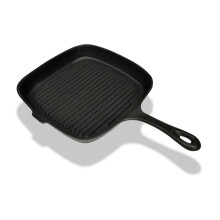 BBQ Pan Ribbed Griddle Bottom Cast Iron Skillet Grill Barbeque Kitchen