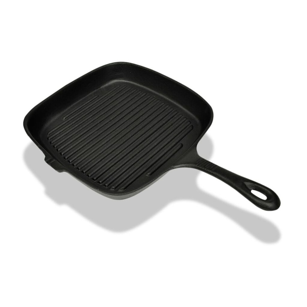 BBQ Pan Ribbed Griddle Bottom Cast Iron Skillet Grill Barbeque Kitchen