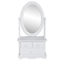 vidaXL Vanity Makeup Table with Oval Swing Mirror MDF Home Dressing Furniture