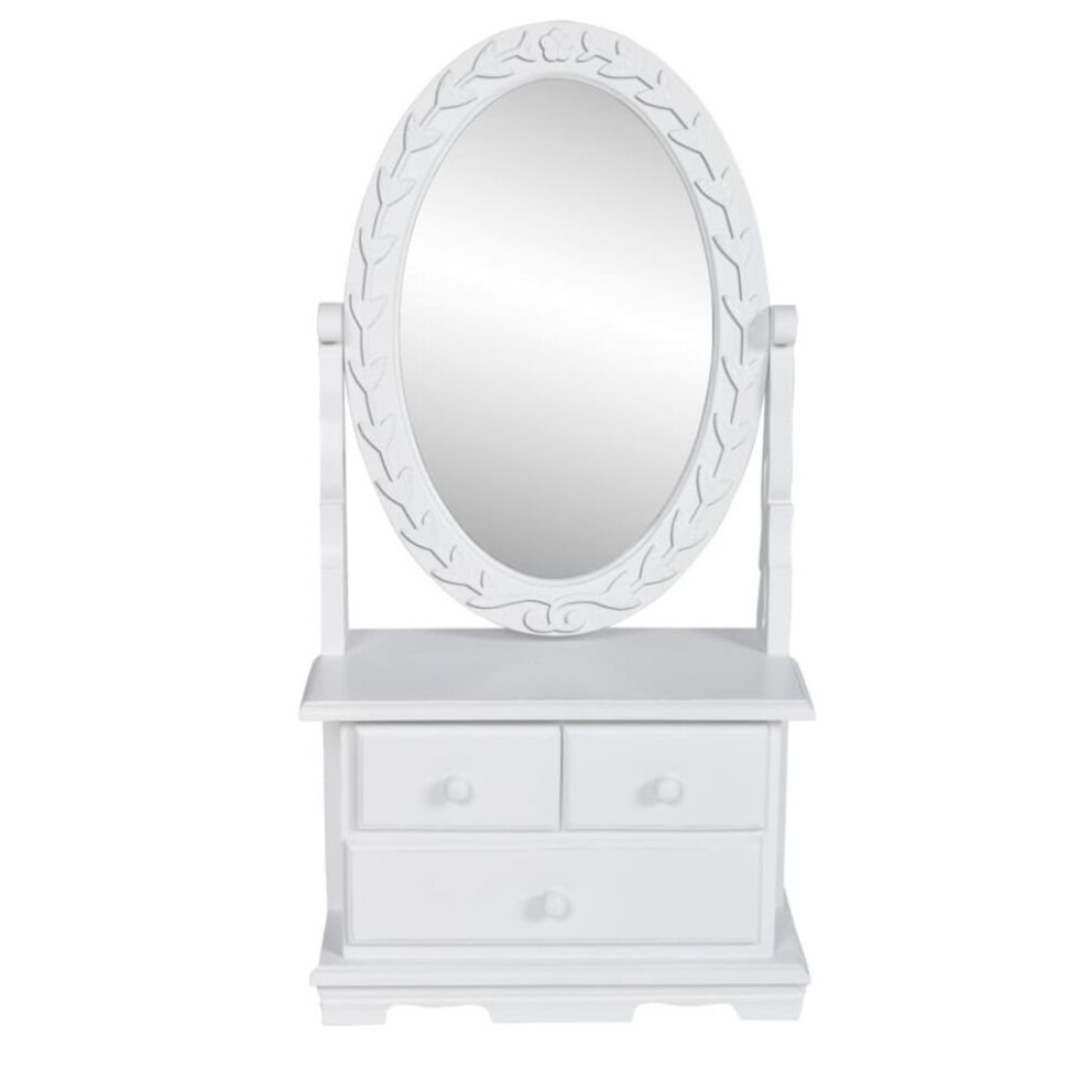 vidaXL Vanity Makeup Table with Oval Swing Mirror MDF Home Dressing Furniture
