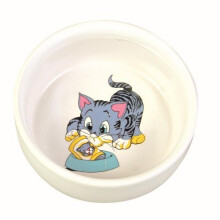 Trixie Ceramic Bowl With Cat Motif, 0.3 Litre, White - Food Water 4009 New Dish - bowl cat ceramic food water 4009 new trixie dish