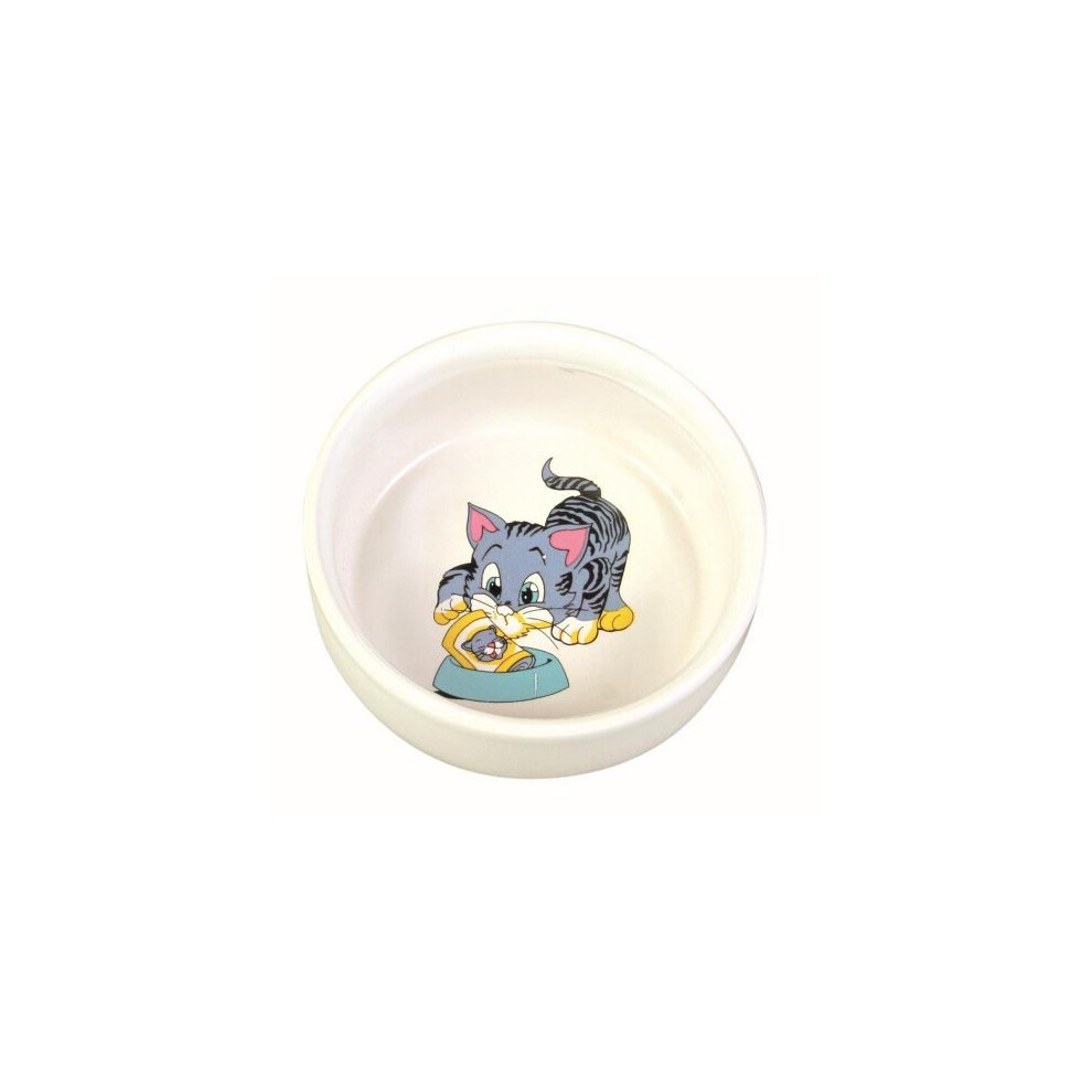 Trixie Ceramic Bowl With Cat Motif, 0.3 Litre, White - Food Water 4009 New Dish -  bowl cat ceramic food water 4009 new trixie dish