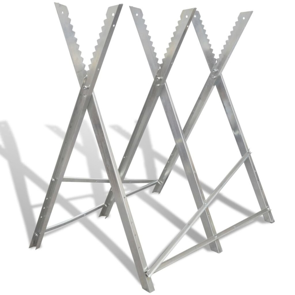 vidaXL Foldable Galvanized Saw Horse for Woodworking Log Holder Saw Horse