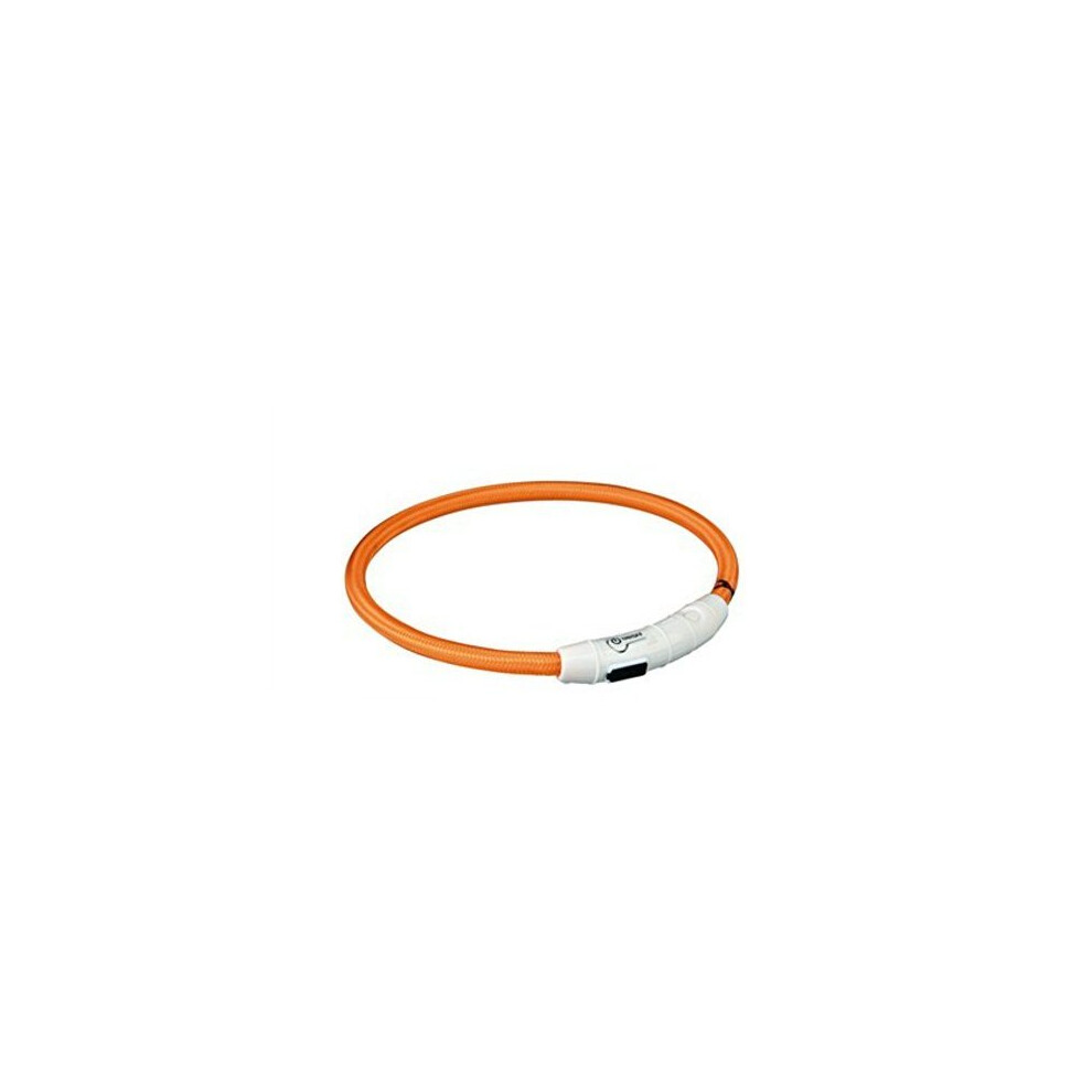 Dog Collar Usb Flash Light Ring Orange (m-l: 45 Cm/Ã¸ 7 Mm) - Trixie Sizes -  usb dog light collar ring trixie sizes flashing 3 orange up colour