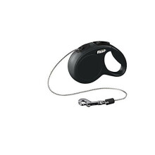 Flexi New Classic Cord Black Retractable Dog Cat Lead Extra Small 8kg - 3m - -  lead cord dog flexi retractable tape new comfort puppy sizes leash