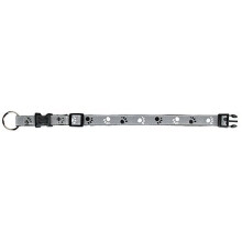 Trixie Silver Reflective Dog Collar, Size: M-l: 35-55cm/20mm, Black/grey - -  silver collar reflect sizes trixie dog various new grey paws 4
