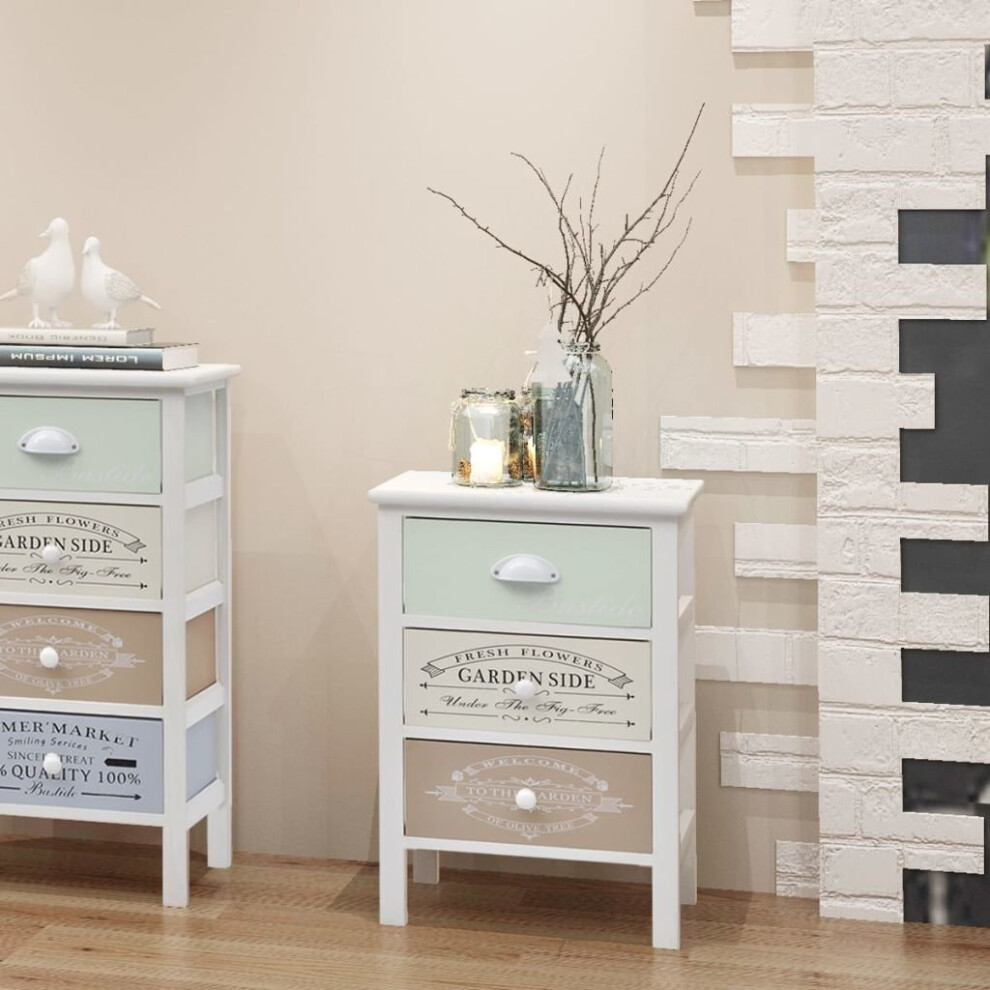 vidaXL French Storage Cabinet 3 Drawers Wood Home Corner Cupboard Hall Chest