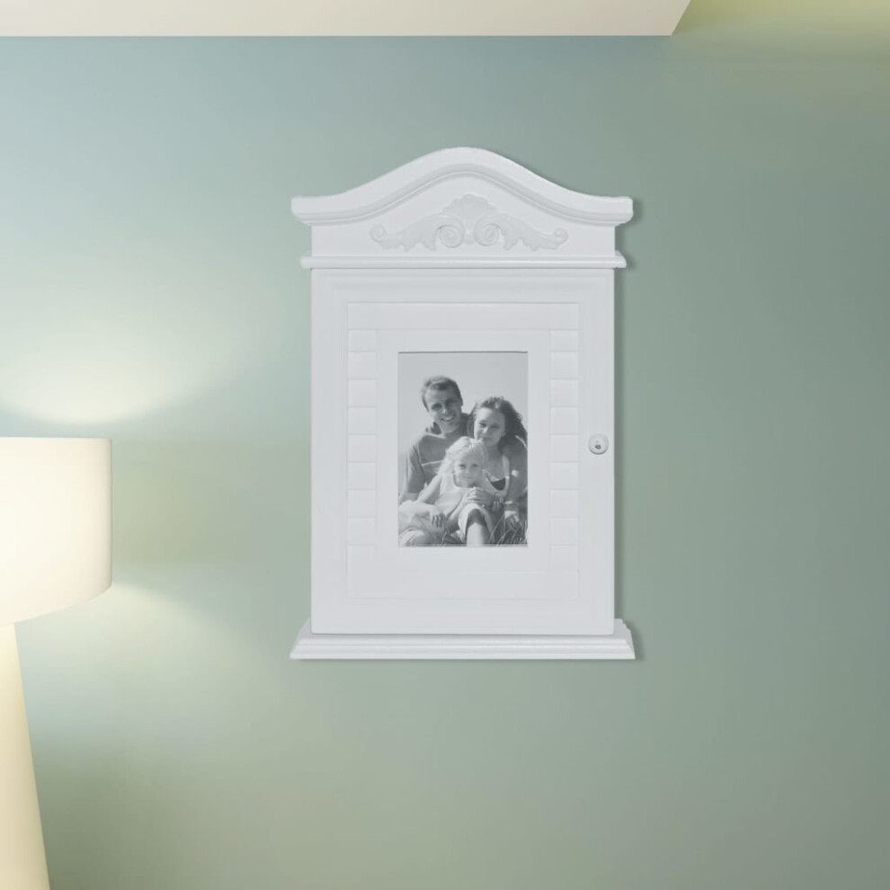 White Key Cabinet Wall Mounted Storage Organizing with Hooks Hanger Holder