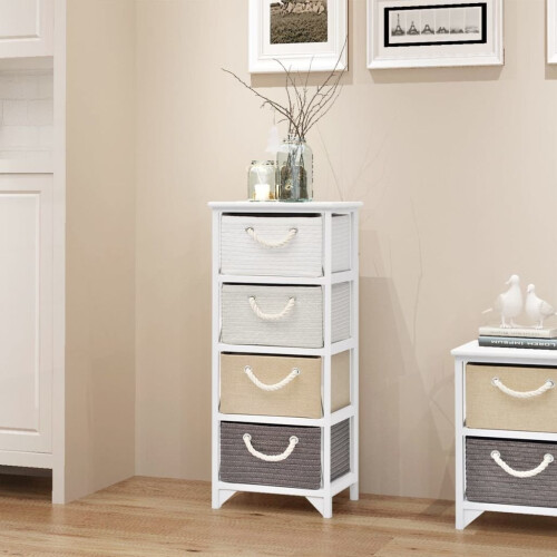 VidaXL Wood Storage Cabinet Cupboard Hall Side Chest with 4 Drawers Free Standing