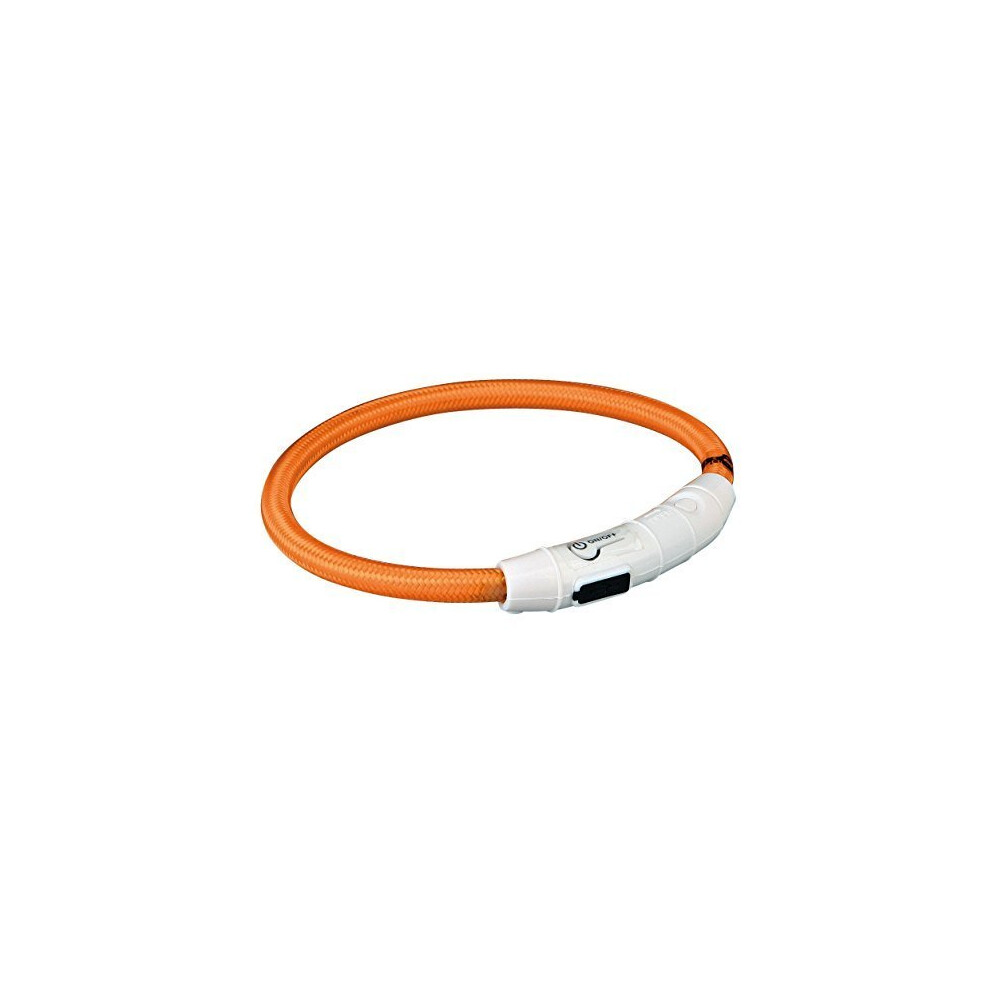 Dog Collar Usb Flash Light Ring Orange (l_xl: 65 Cm/Ã¸ 7 Mm) - Trixie Sizes -  usb light ring trixie dog collar sizes orange flash flashing 3 up