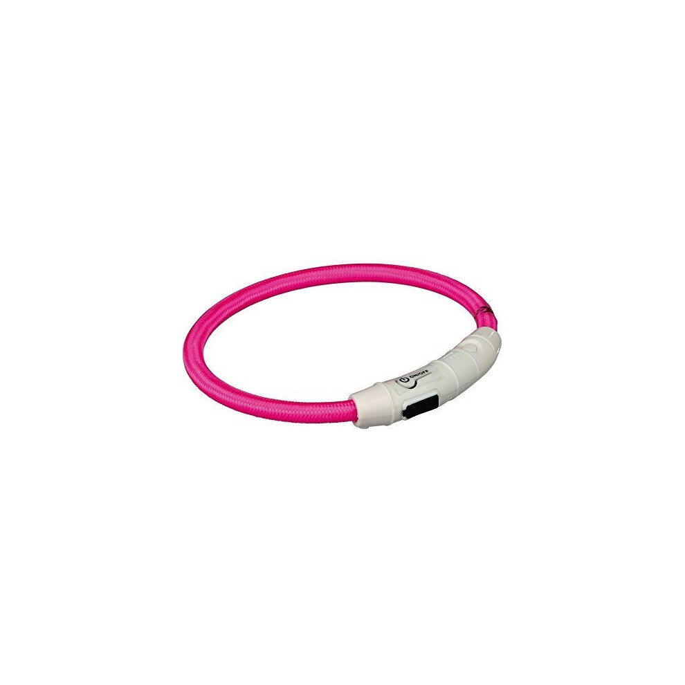 Trixie Flash Light Ring - Dog Safety Collar - Usb Pink (45cm) - Sizes 3 Up -  usb ring trixie dog light sizes collar 3 pink flash up flashing