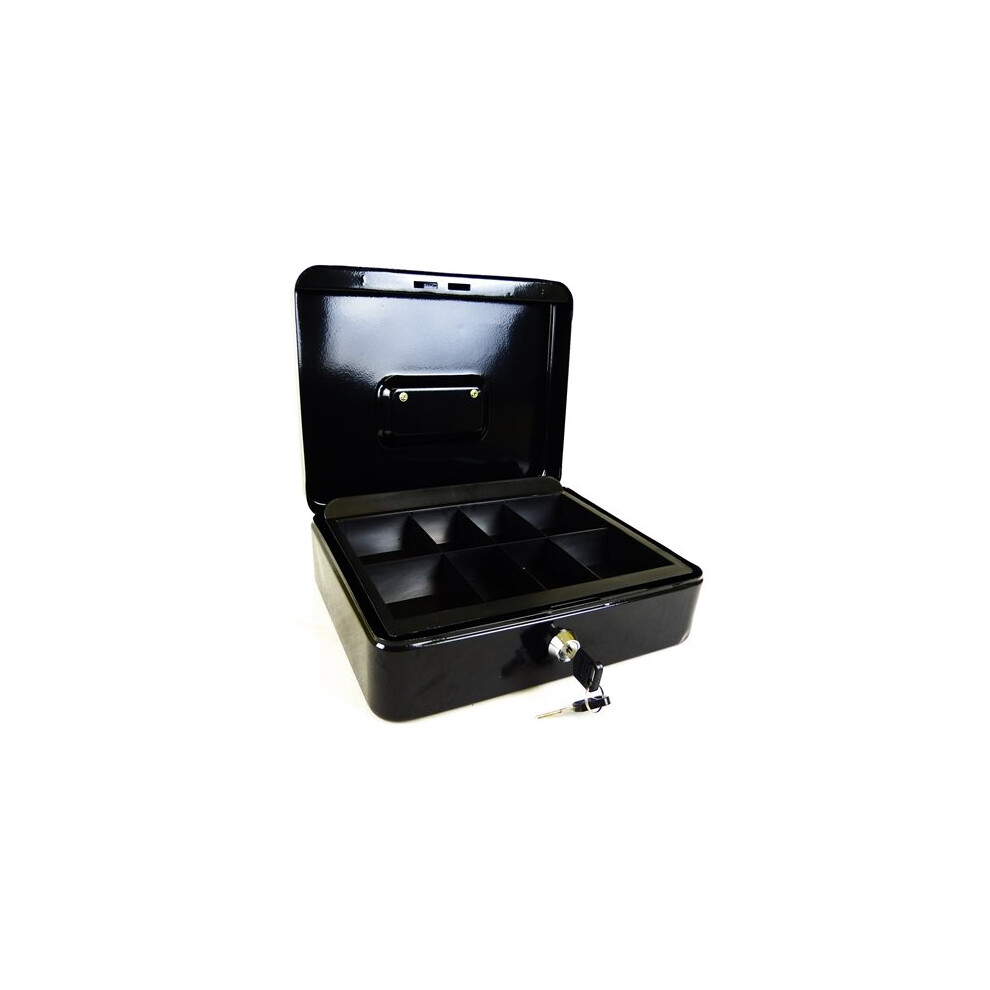 Hyfive 12" Black Steel Petty Cash Box Money Holder Security Safe With Keys