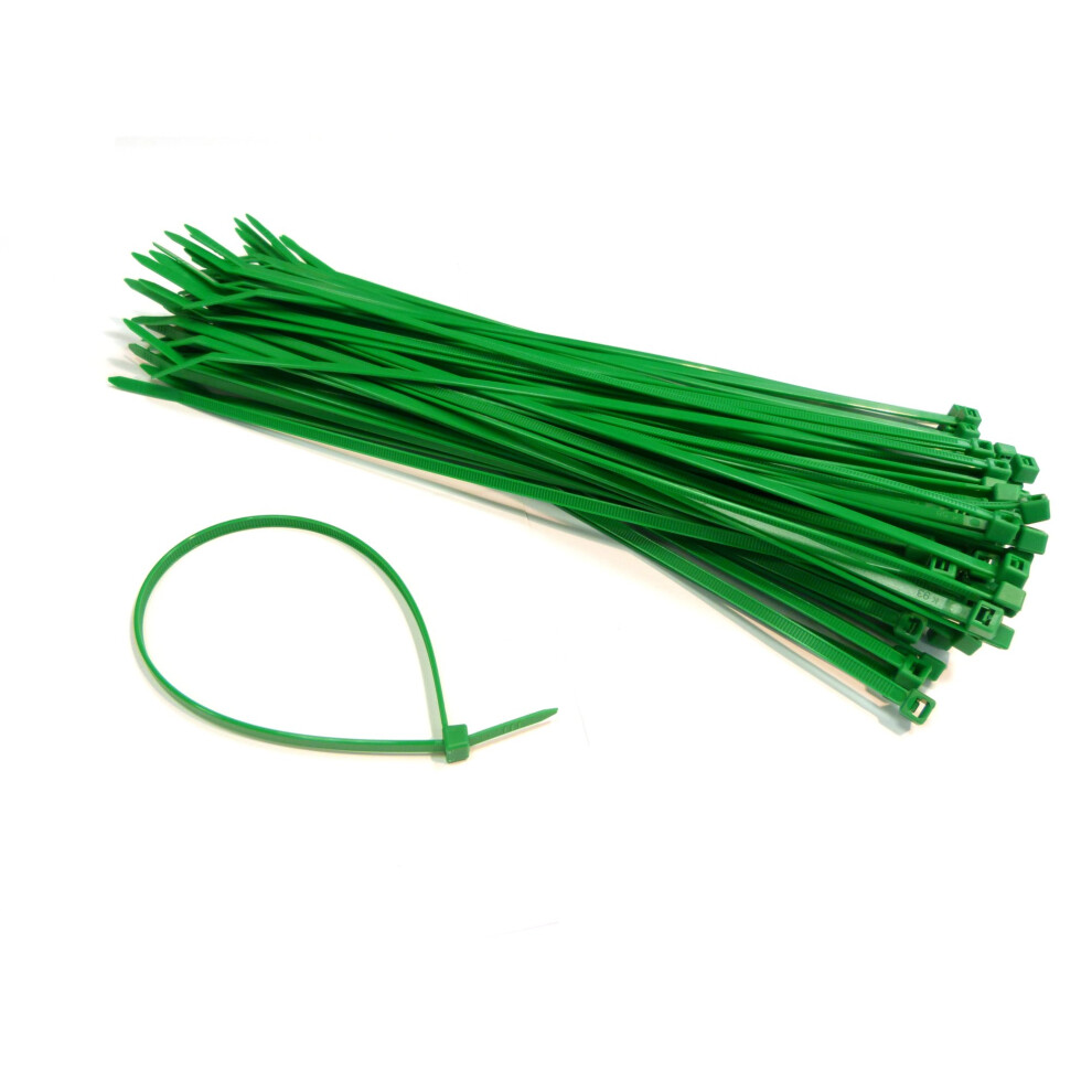 (100 Pack, 100x2.5mm) Nylon Cable Ties Cable Wrap Zip Ties Green Choose Size & Quantity